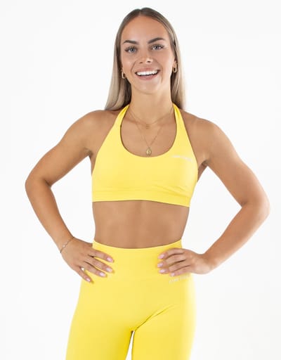Divinity Sportbra | CAPO FINALE - Sportbra | XS | Kleur Geel | Sportkleding | Activewear | Gymkleding | Fitnesskleding | Sportoutfit | Fitness | Hardlopen | Crossfit | Yoga | Pilates | Krachttraining