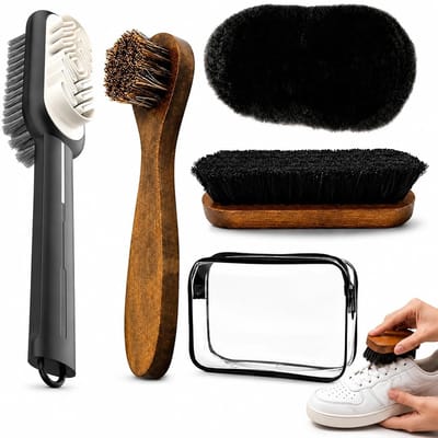 Dailygoods - Schoenborstel - 5-delige Schoenreinigingsset, Schoenpoetsborstel Suede & Nubuck Laarzenborstel, Diepe, Zachte Reiniging & Leer Verzorgingsherstel
