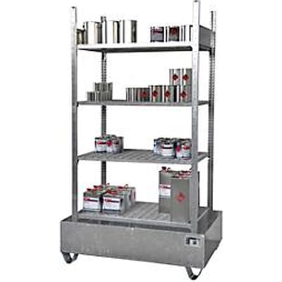 BAUER S 3021-4E kleine containerlegbord, basislegbord, B 1200 x D 800 x H 2105 mm, 4 roostervakken + 1 opvangbak
