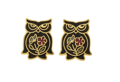 Behave - Oorringen dames - uilenmotief - zwart - 1,5 cm