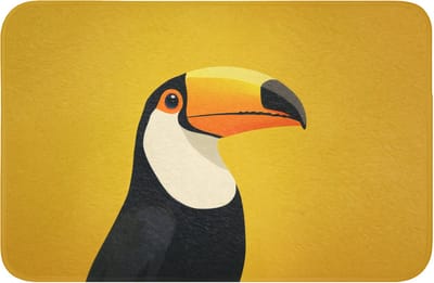 Badmat 60x40 cm - Antislip - Toekan - Minimalistisch - Snavel - Oranje - Badmatten voor badkamer - Badkamermat - Douchemat - Badkamer mat