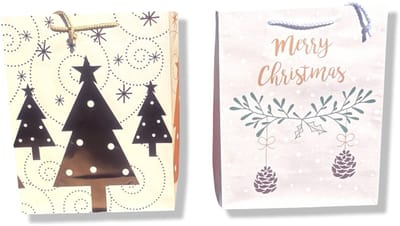 4 Luxe Kerst Cadeautasjes A4 formaat 33x26cm - Kerst Papieren cadeautasjes met Full-color bedrukking