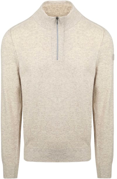 State Of Art Half Zip Trui Wool Blend Melange Greige - Maat L - Heren - Pullovers