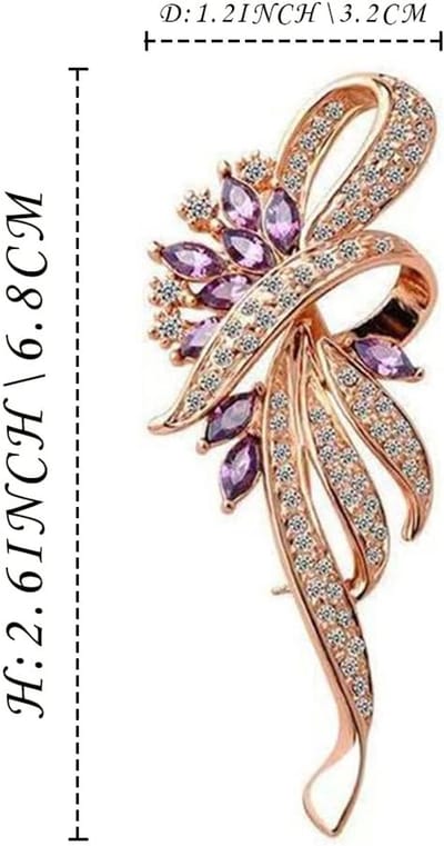Bloemen Broche - Sieraad Dames - Kleding Accessoire - Cubic Zirconia Versiering - 12.7 x 7.59 cm - Goudkleurig