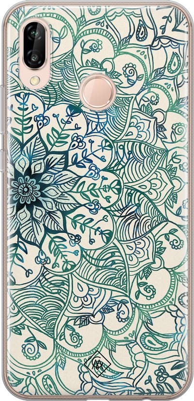 Casimoda® hoesje - Geschikt voor Huawei P20 Lite (2018) - Mandala Blauw - Siliconen/TPU - Soft Case - Blauw - Geometrisch patroon