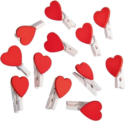 Mini wasknijpers "Hart" Rood-Wit, 50 stuks, 3 cm, Creatieve knutselprojecten, Decoraties, Valentijnsdag, Bruiloft, Moederdag, Cadeau