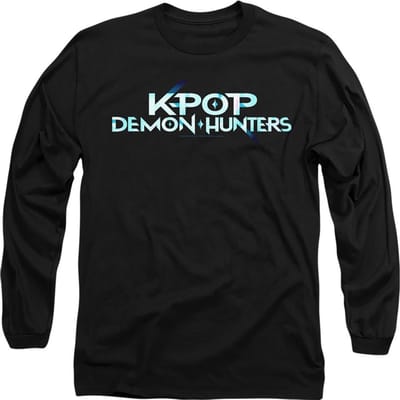 K-Pop Demon Hunters Unisex T-shirt met lange mouwen en logo voor volwassenen (Zwart)