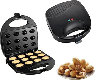 Koekjesmaker Elektrisch - Taartmachine Snacks - Snelle Snacks Maken - Antiaanbaklaag Dubbelzijdig - 21.5 cm Breed - Zwart