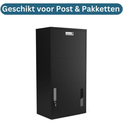 ParcelBuddy Pakketbrievenbus - XXL - Pakketbox Flex Big - 38*60*120 cm (L*B*H) Zwart - Geschikt voor kleine & grote pakketten