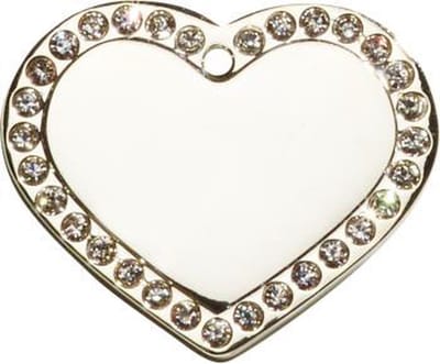 Hondenpenning met hart glittersteentjes