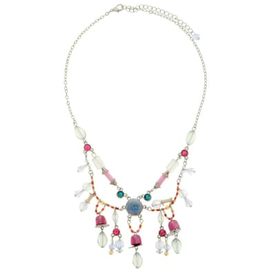 Behave - Ketting in pastel tinten - Modeaccessoire met kleurrijke hangers - Lengte 41 cm (+verlengketting 8,5 cm)