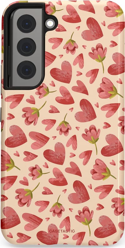 Casetastic Hoesje Geschikt voor Samsung S22 - Stijlvolle Beschermende Duo-layer Case - Verbonden Hartjes