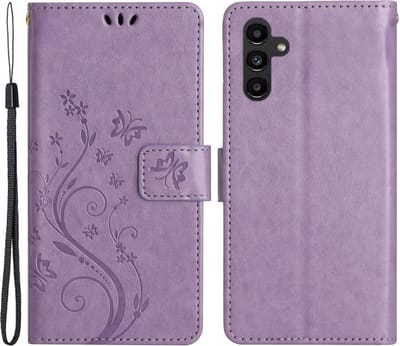 Coverup Hoesje - Geschikt voor Samsung Galaxy A54 Hoesje - Coverup Bloemen & Vlinders Book Case - Lila