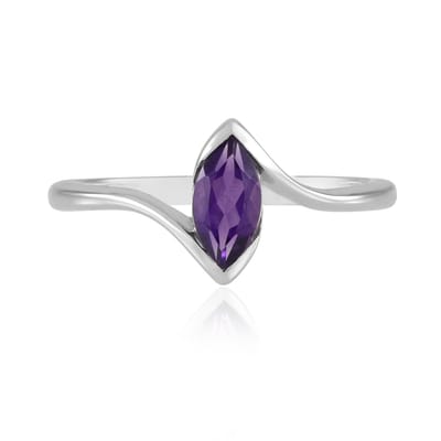 Cavill - Zilveren Ring 925 Sterlingzilver met 0,433 Ct Zambia Amethist - Marquise Slijpsel - Elegante Paarse Edelsteen - Moderne Dames Sieraden