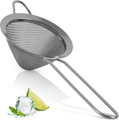 BOTC Zeef - Theezeef & Cocktail Strainer - Fijnmazige Zeef voor Losse Thee, Koffie, Sap & Matcha - RVS 304 - 8.5 cm - Zwart