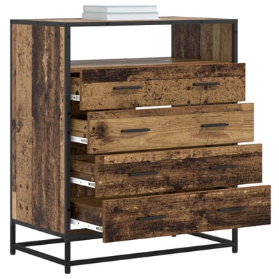 vidaXL - Ladekast - 4-Lade - Oud - hout - 70 - x - 41 - x - 83,5 - cm - Bewerkt - hout