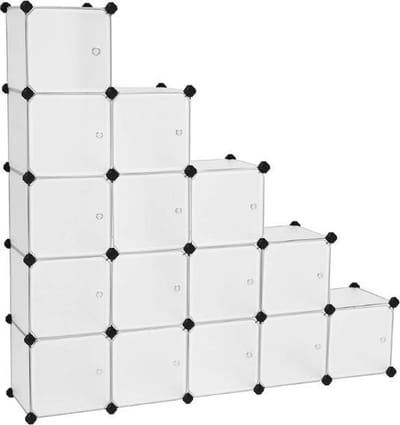 MIRA Home Schoenenrek - Schoenenbox - 16 vakken - Praktisch - Kunststof - Wit - 123x31x123