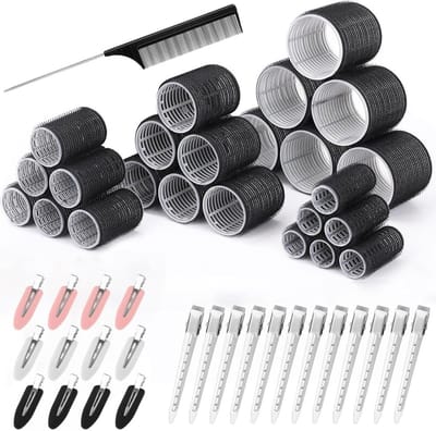 Set van 49 Zelfklevende Haarrollers en Clips voor Lang, Middelgroot en Kort Haar - Ideaal voor Volume en Krullen