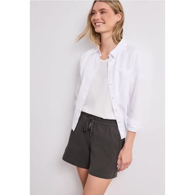 Mid Waist shorts van neteldoek