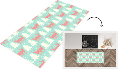 Keukenloper - Loper keuken - Hert - Patroon - Roze - 120x50 cm - Keukenloper vinyl