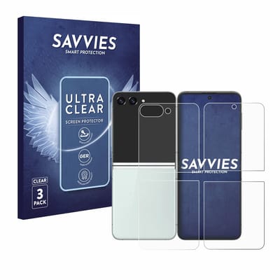 Savvies - Screenprotector voor Samsung Galaxy Z Flip 5 (Voor+Achter) - Folie Beschermfolie transparant 6 Stuks