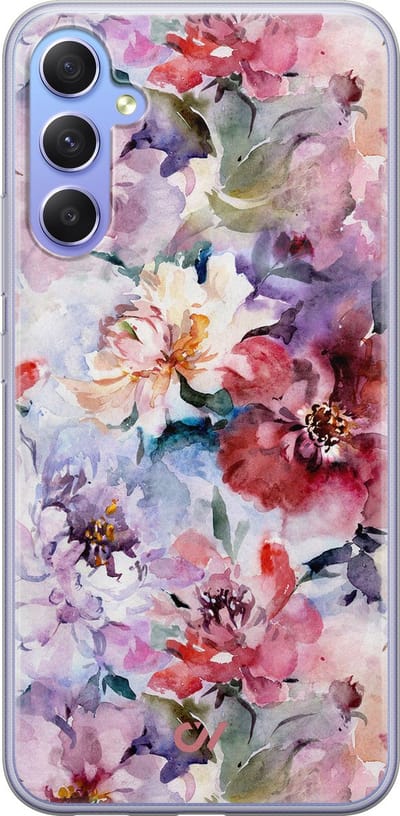 Hoesje geschikt voor Samsung Galaxy A34 hoesje - Bloemen Acryl - - Roze - - Casevibes