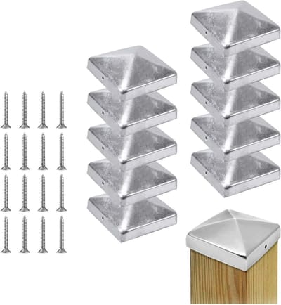 SolidKeus - Set van 10 Piramide Postdoppen met Schroeven voor Tuinhekken