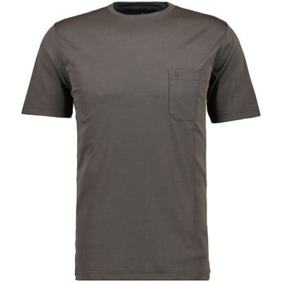 Ragman T-Shirt Softknit Uni Easy Care Round Neck Breast Pocket Donker Taupe / male