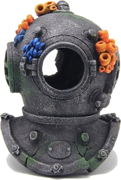 Diver Helmet Coral L - Aquariumdecoratie 16 x 17 x 22 cm - Polyresin Decoratie - Geschikt voor Zoet- en Zoutwateraquaria