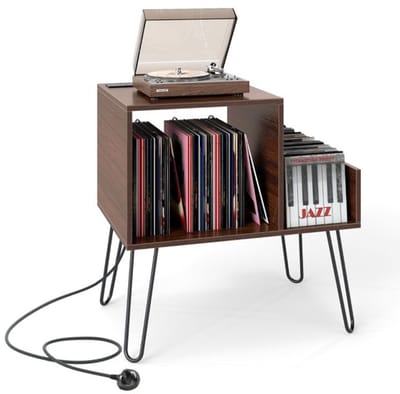Platenspelermeubel - LP-kast - Platenspelerkast - Draaitafelstandaard - Platenspelerstandaard - Vintage Displayplank - Bruin