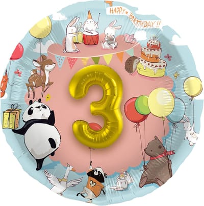 Folat - Folieballon 3D Dieren Cijfers 1-5 - 56 cm
