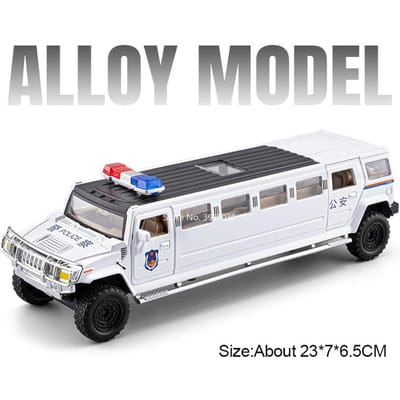 1:32 Politieauto Miniatuur Speelgoed Legering Diecast Model Deuren Open Schokdemping Geluid Licht Pull Back Voertuigen Cadeaus Voor Vrienden