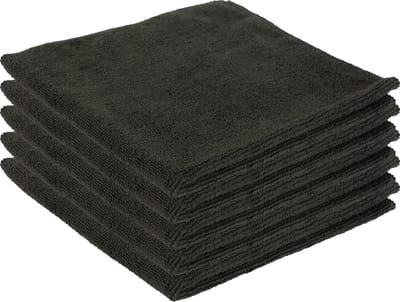 Microvezeldoeken - 5x - zwart - 40 x 40 cm - schoonmaakdoeken - dweiltjes - microvezeldoekjes - Huishouddoekjes - vaatdoekjes