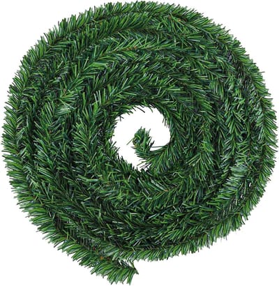 Kerstguirlande van 33 meter, niet-verlicht, kunstmatige groene dennen, zachte decoratie voor binnen en buiten, perfect voor bruiloften en feestelijke versieringen (breedte 7 cm)