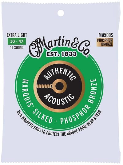 Martin MA500S Silked Snaren voor 12-Snarige Akoestische Gitaar (10-47) Phosphor Bronze, Extra Light