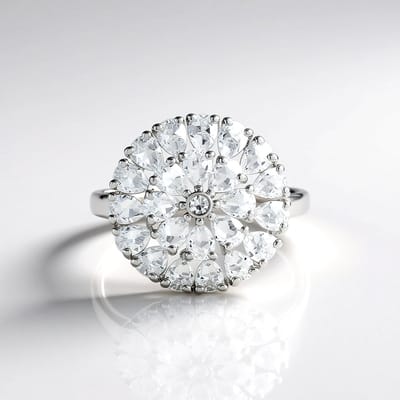 Cavill - Zilveren Ring met Witte Topaas 3,269 ct & Zirkoon 0,045 ct - 925 Sterling Zilver Platina Geplateerd - Elegante Peervormige Damesring