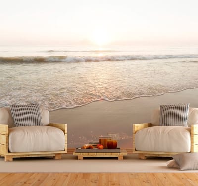 98cm X 70cm - Zelfklevend fotobehang -   Prachtige ochtend aan zee , Premium Print