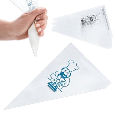 Orion Wegwerp Spuitzakken Set - 20 stuks - 34,5 cm - Stevige Folie - Voor Decoreren van Taarten, Gebak en Hapjes - Wit/Blauw