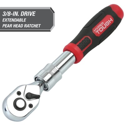 Cliquet à tête poire à 72 dents, arc de 5 degrés, 3/8 de pouce, avec manche extensible de 12,5 pouces, poignée ergonomique douce noir