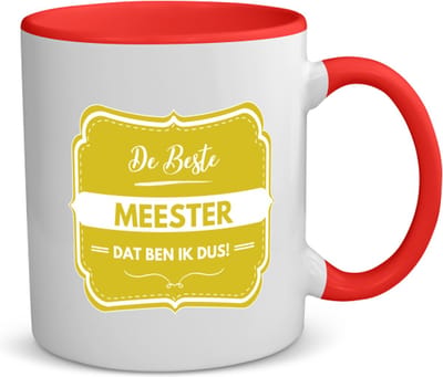 Akyol - de beste meester, dat ben ik dus koffiemok - theemok - rood - Meester - iemand die een meester is - beste ooit - werk - collega - school - verjaardagscadeau - kadot - geschenk - afscheidscadeau - welkomscadeau - verrassing - 350 ML inhoud