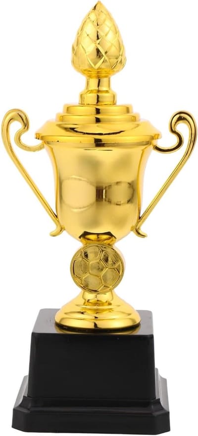 Voetbal Trofee - Gouden Beker Plastic - Sportwedstrijd Prijs - Lichtgewicht Ontwerp - 17.50CM Hoog - Goud