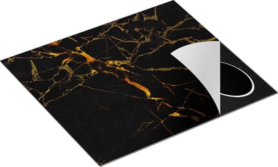 Chefcare Inductie Beschermer Abstracte Kunst - Zwart met Gouden Strepen - 60x50 cm - Afdekplaat Inductie - Kookplaat Beschermer - Inductie Mat