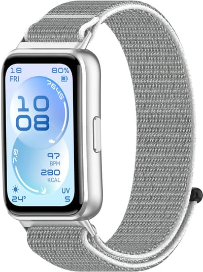 Stravo Nylon Sportbandje met Klittenband – Geschikt voor Huawei Band 11 / Band 11 Pro – Ademend & Comfortabel – Wit