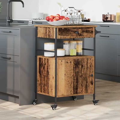 vidaXL - Keuken - Trolley - Oudhout - 56 - x - 43 - x - 89,5 - cm - Bewerkt - hout