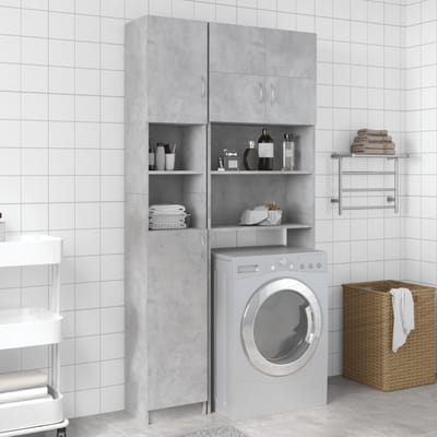 vidaXL - Badkamerkast - 32x25,5x190 - cm - bewerkt - hout - betongrijs