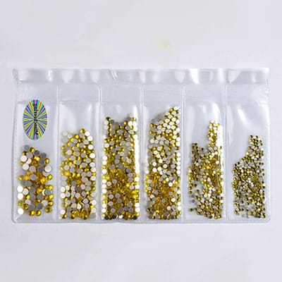 Set van 1304 Ronde Strass Steentjes met Platte Achterkant voor Nail Art, 6 Maten SS4 SS6 SS8 SS10 SS12 SS16, Decoratie en DIY Manicure
