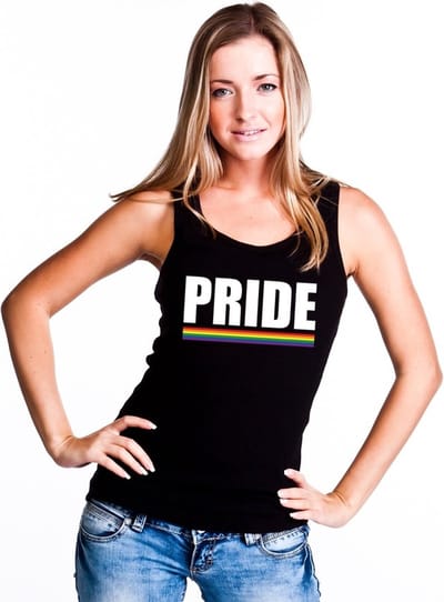 Gay Pride singlet shirt/ tanktop zwart Pride dames - LGBT/ Lesbische shirts S
