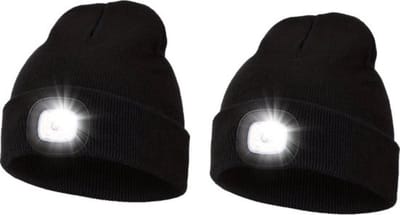 Bovista Wintermuts - Heren - Dames - Volwassenen - Muts - Ski Mask - Ski Masker - Winter Masker - Met Lamp - Zwart - 2 Stuks
