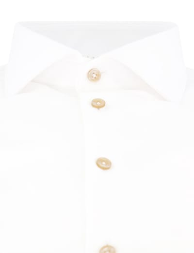katoenen Ledub wit overhemd effen normale fit jersey