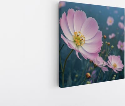 Saammp Canvas Schilderij - Grote Roze bloem - Natuur - 20x20 - Foto op canvas - Wanddecoratie - Muurdecoratie Woonkamer - Slaapkamer decoratie - Canvas Print